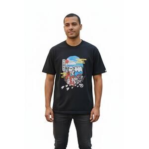 BAPE A Bathing Ape Japan Mount Fuji Lucky Cat Graphic Tee Black Size M  Japan